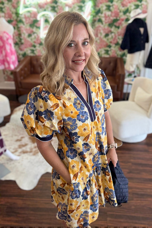 Yellow Floral Mini Dress