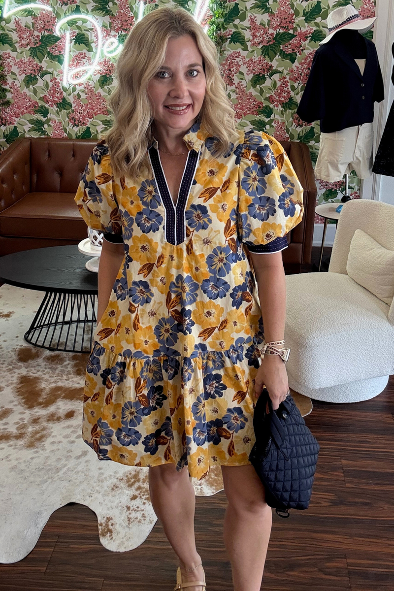 Yellow Floral Mini Dress