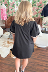 Black Mini Dress with sleeve Accent