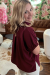 Short Sleeve Collard Split Hem Top