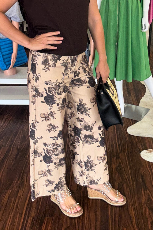 Black and Cream Floral Pants