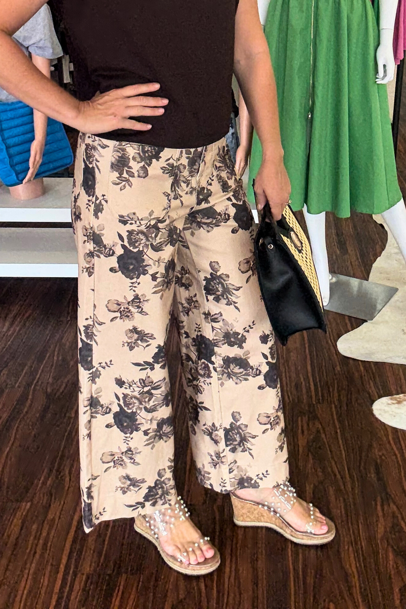 Black and Cream Floral Pants