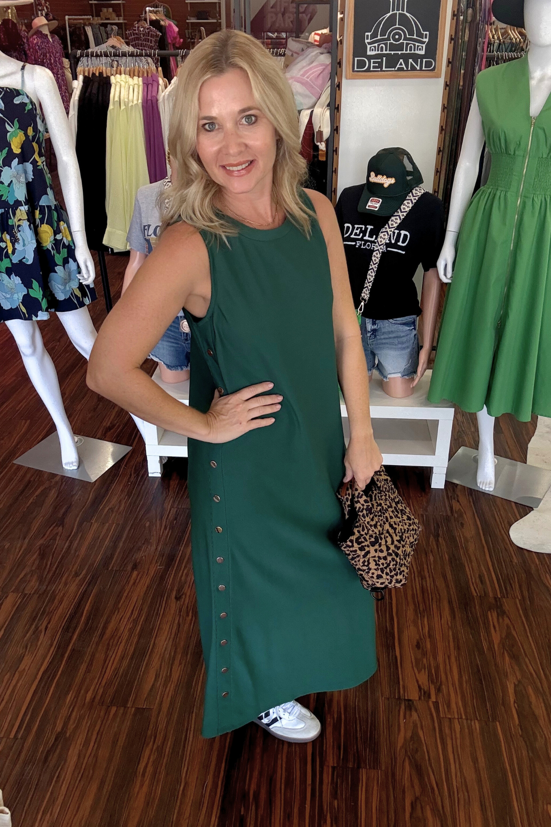 Pullover Midi Dress with Gold Button Detail Local Style House Pullover Midi Dress with Gold Button Detail Local Style House