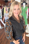 3/4 Embroidered Sleeve Top
