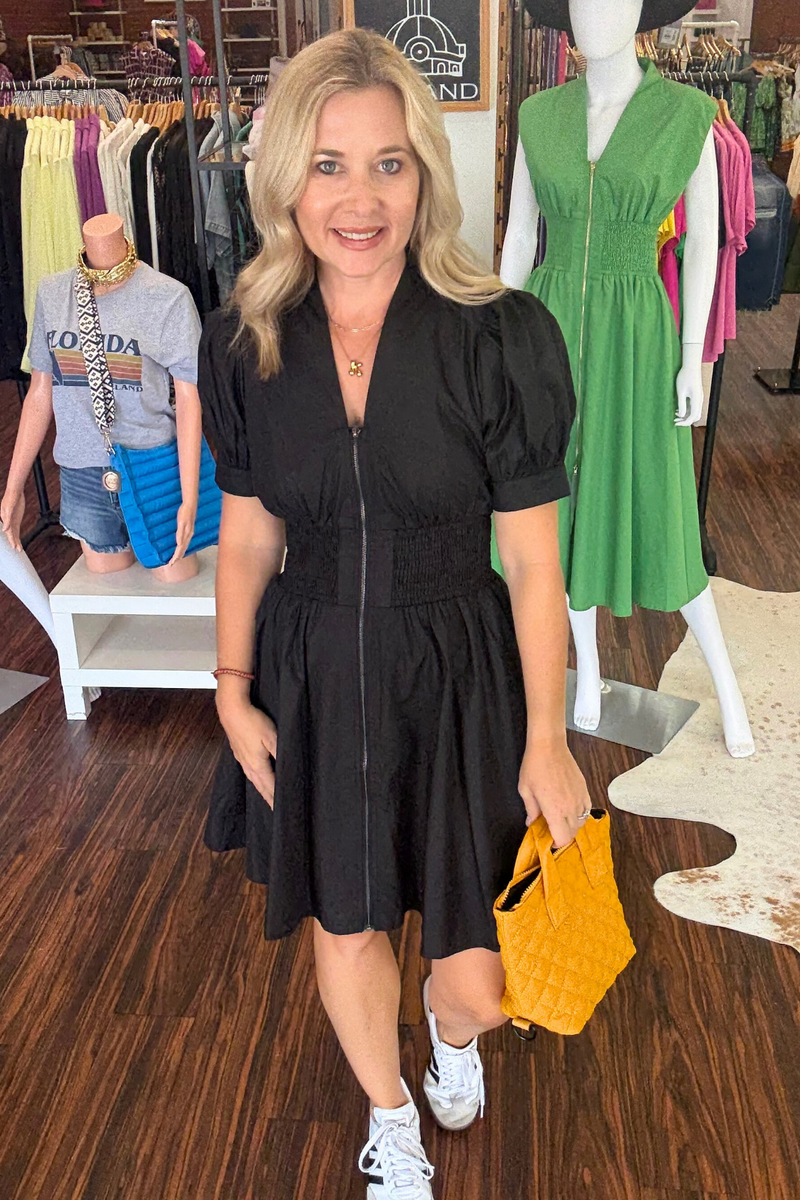 Mini Dress with Zipper Front Detail