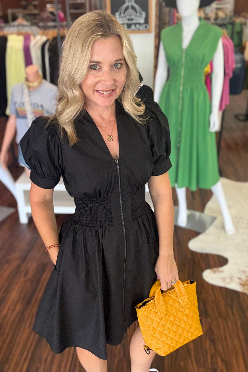 Mini Dress with Zipper Front Detail