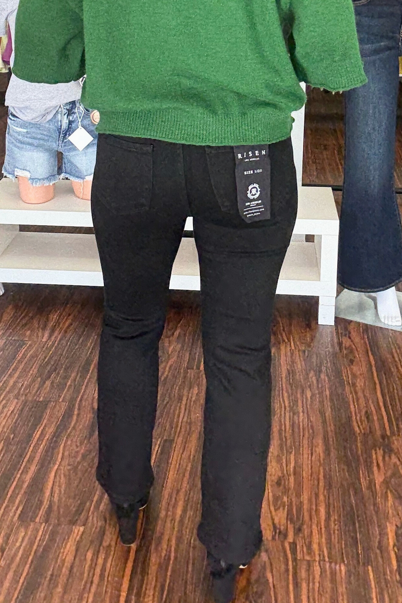 Risen Straight Leg Black Jeans
