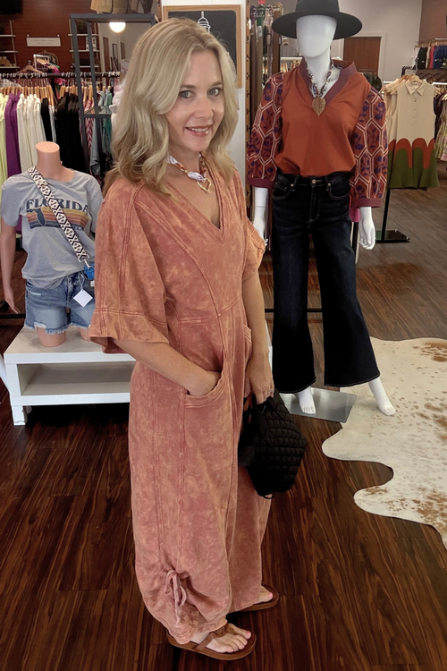 Short Sleeve V-Neck Jumpsuit