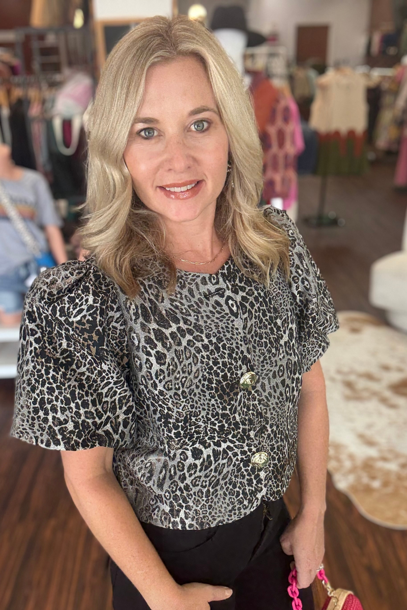 Leopard Print Button Down Top