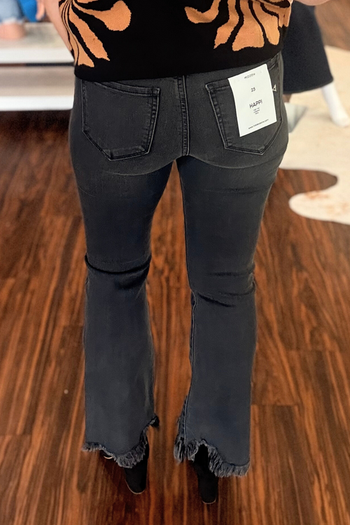 Hidden Washed Black Happi Cropped Flares