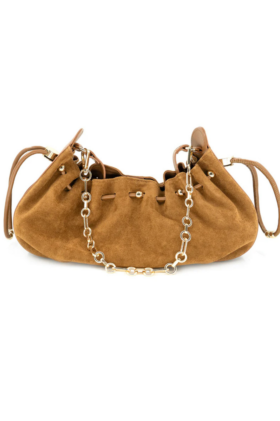 Faux Suede Bag with Adjustable Closure Detail