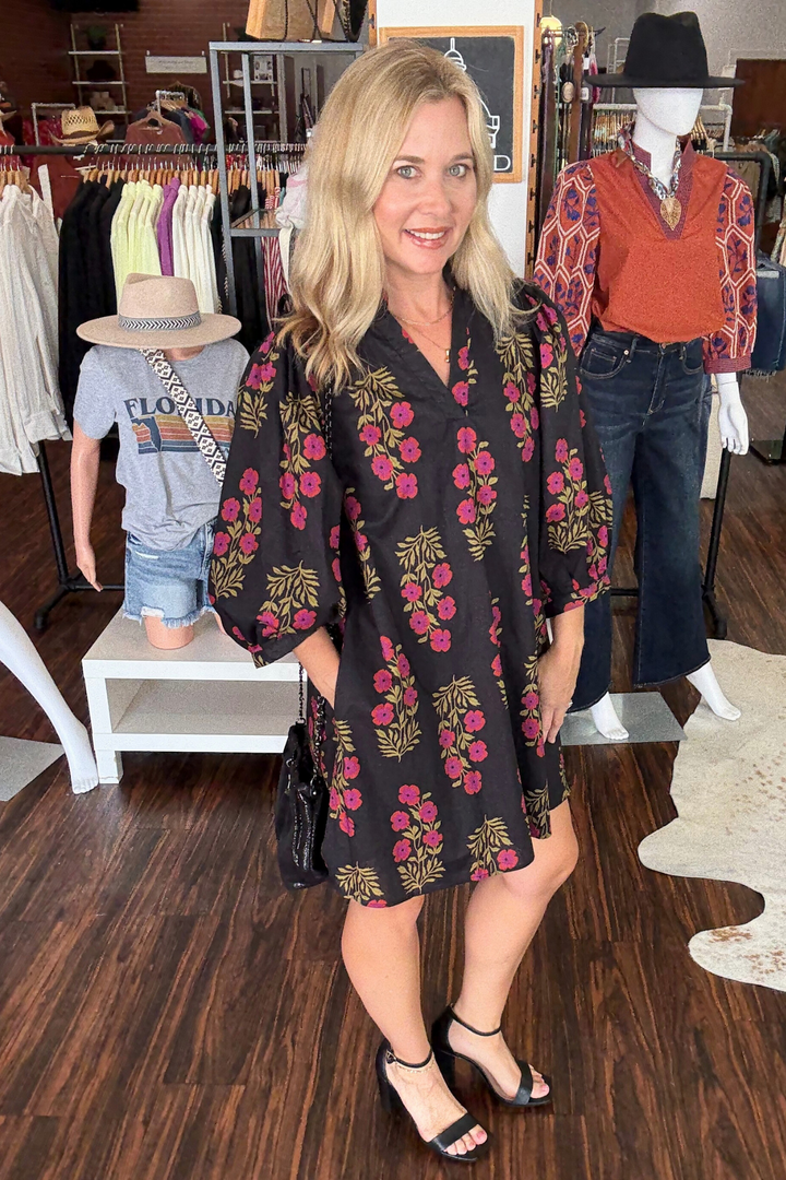 V-Neck Floral Dress