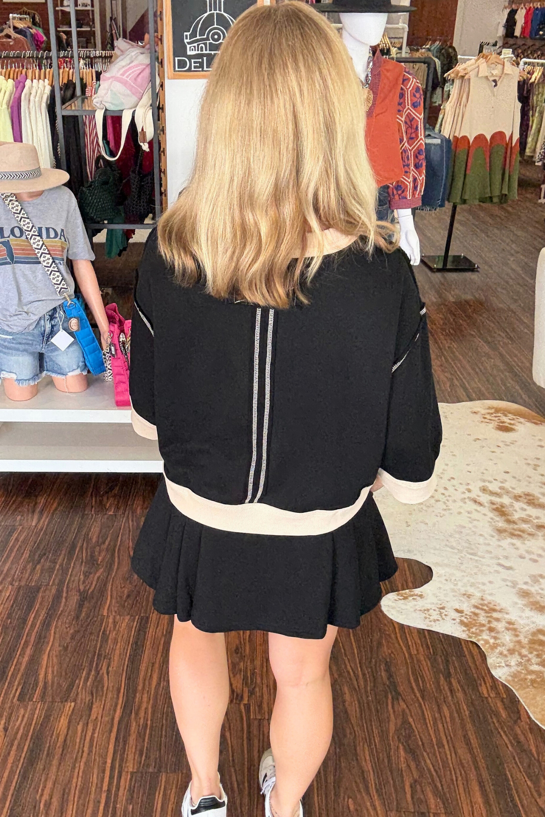 Pleated Skort Set with Contrast Accent Band