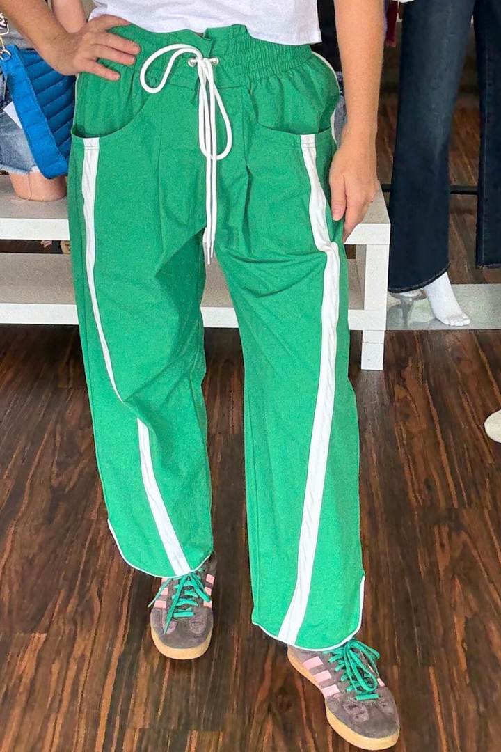 Windbreaker Pants with Contrast Stripe