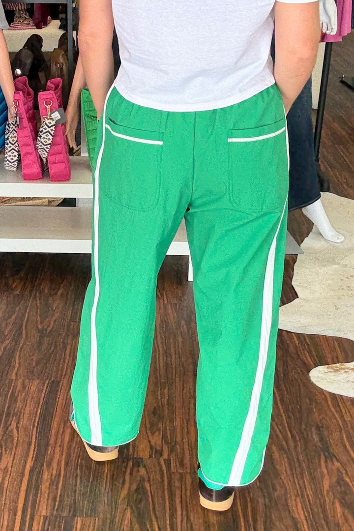 Windbreaker Pants with Contrast Stripe