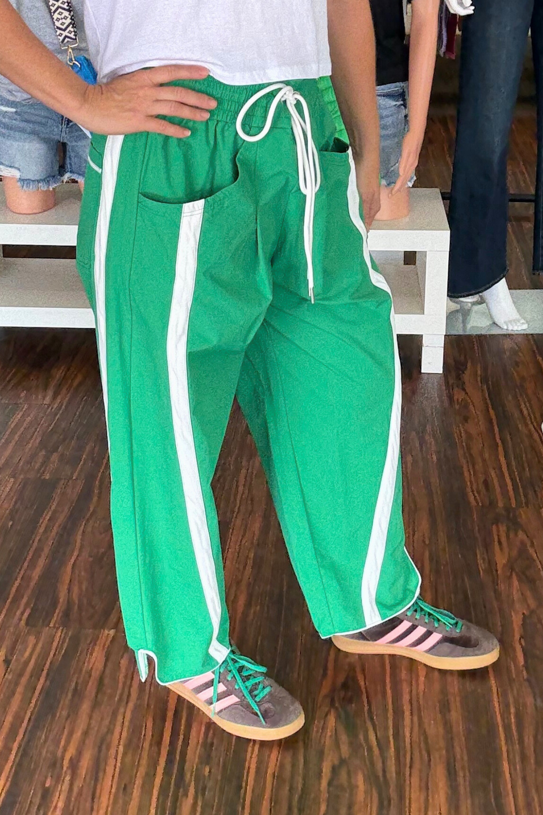 Windbreaker Pants with Contrast Stripe