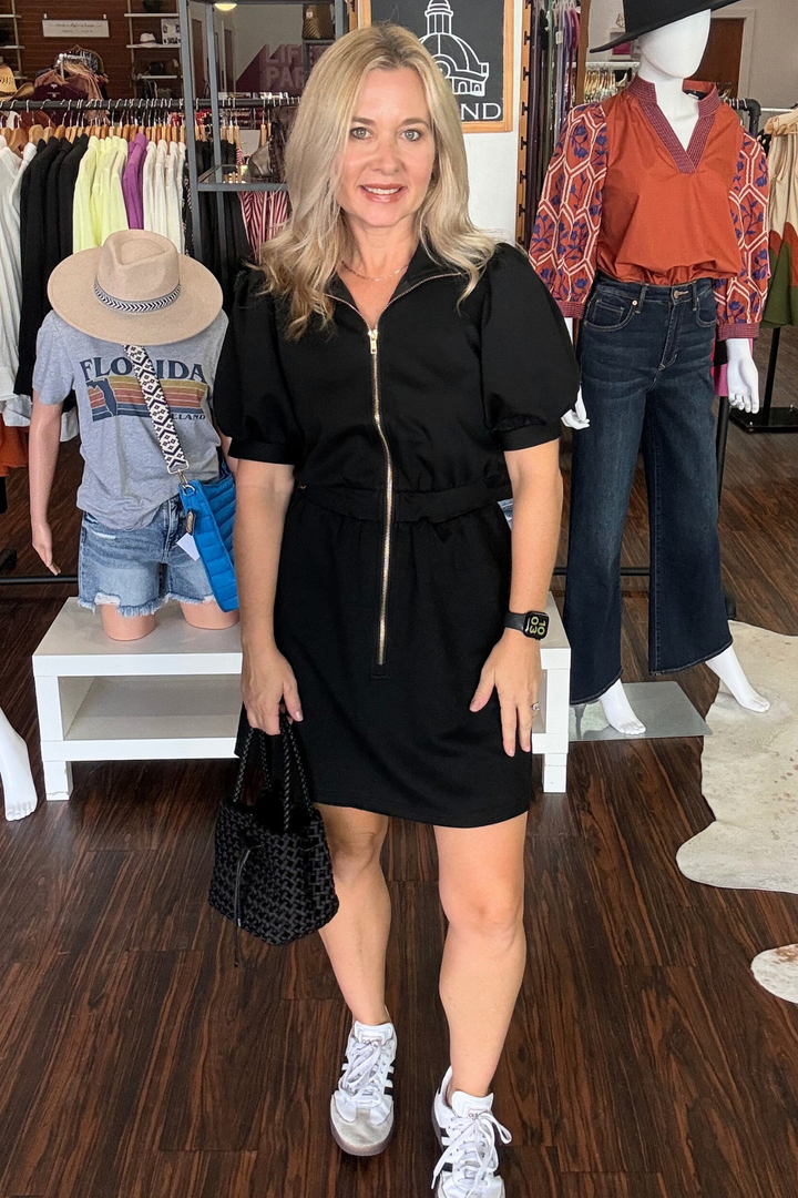 Zipper Front Pullover Mini Dress