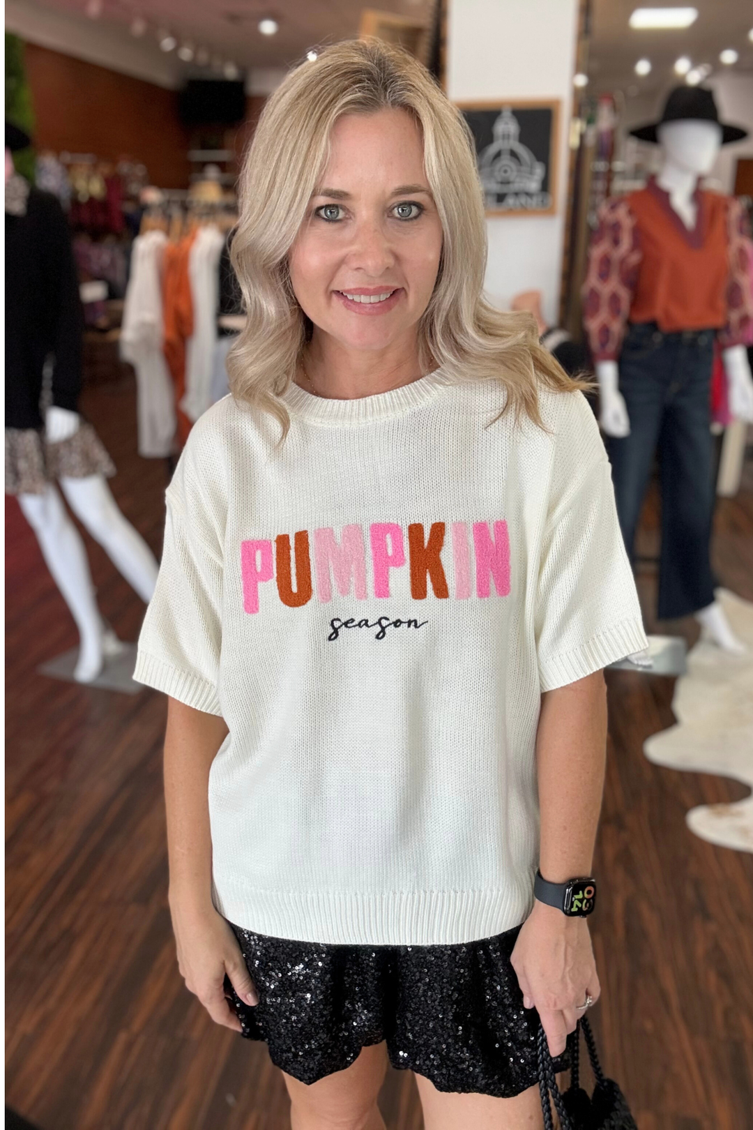 Pumpkin Season Short Sleeve Sweater