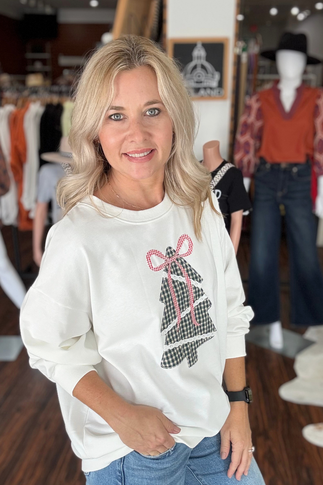 Patchwork Christmas Tree Sweatshirt