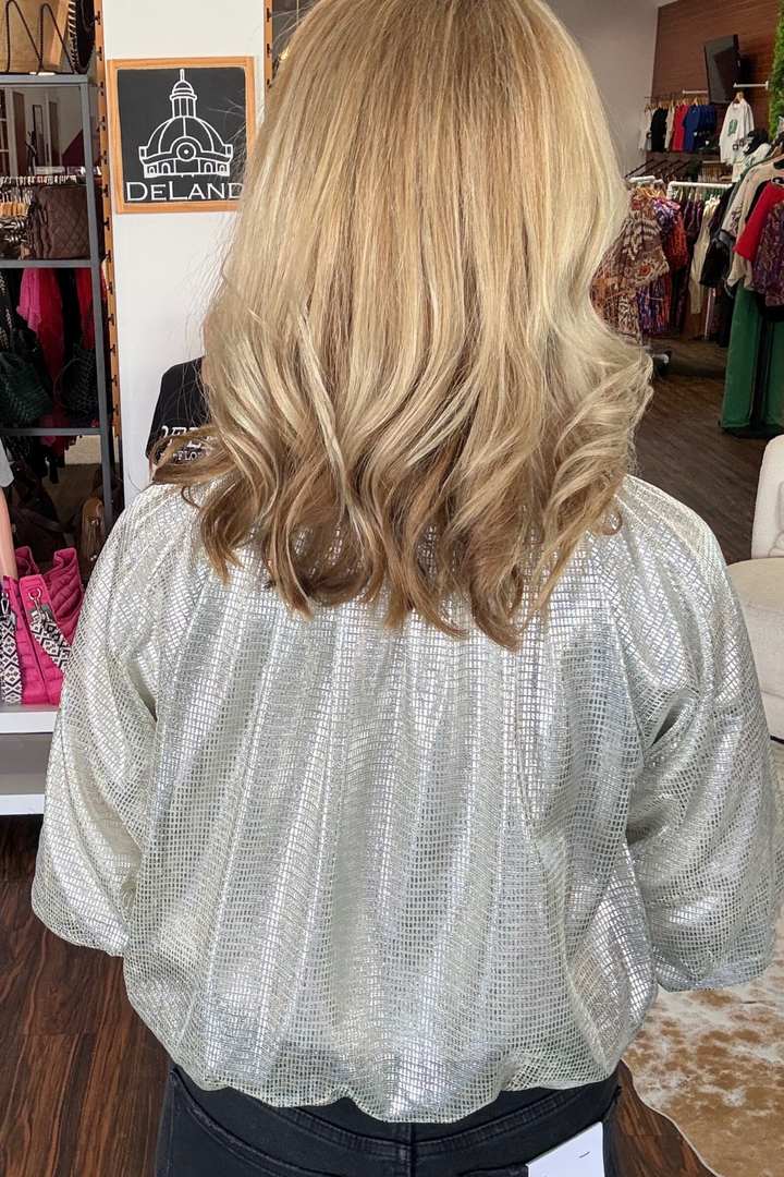 Silver Sparkle Bubble Hem Top