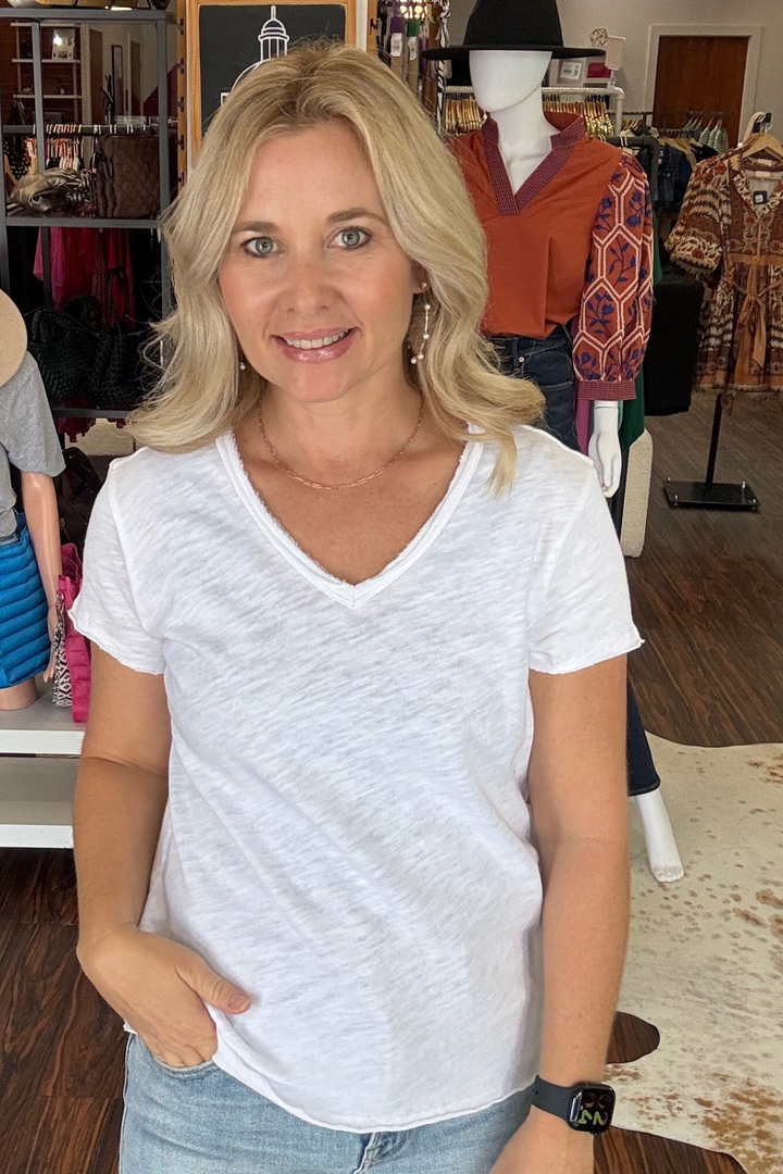 Vanya V-Neck Slub Short Sleeve Tee