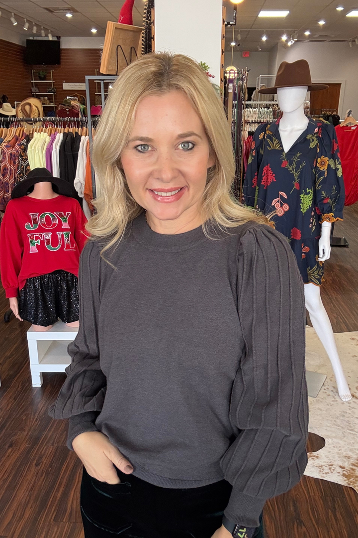 Pleated Sleeve Sweater