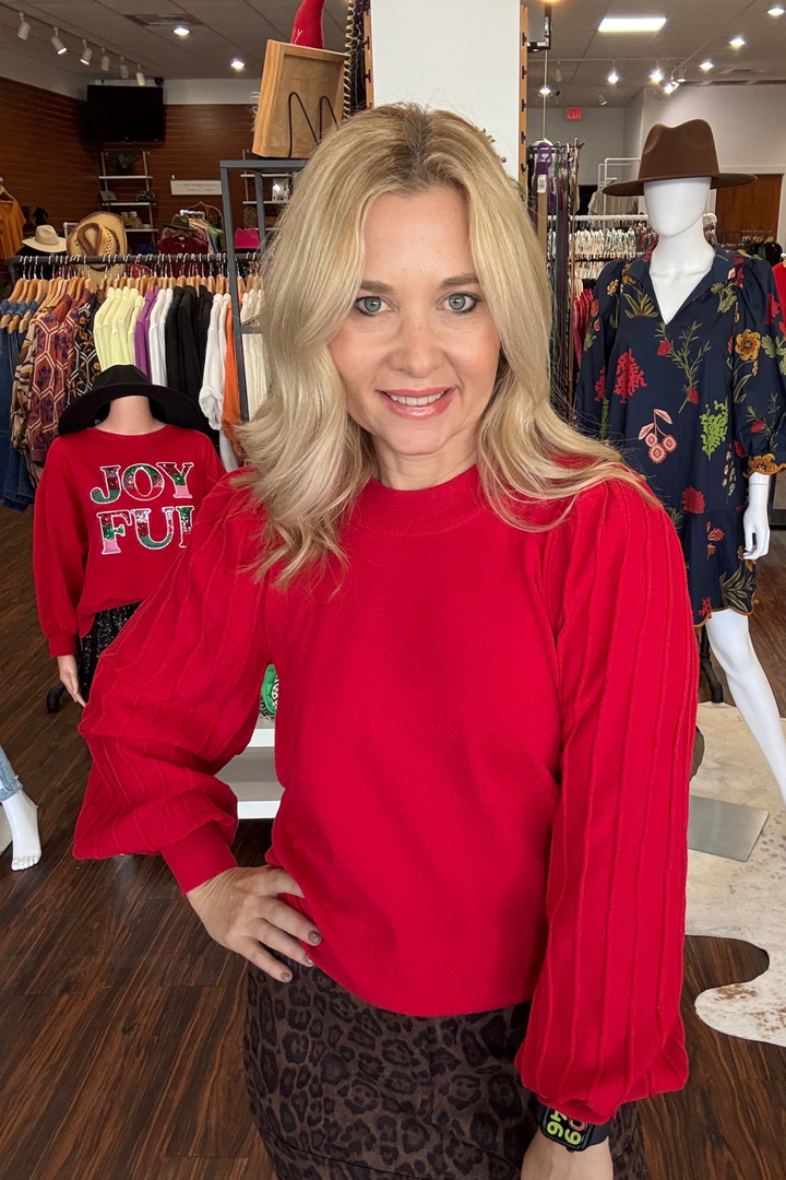 Pleated Sleeve Sweater