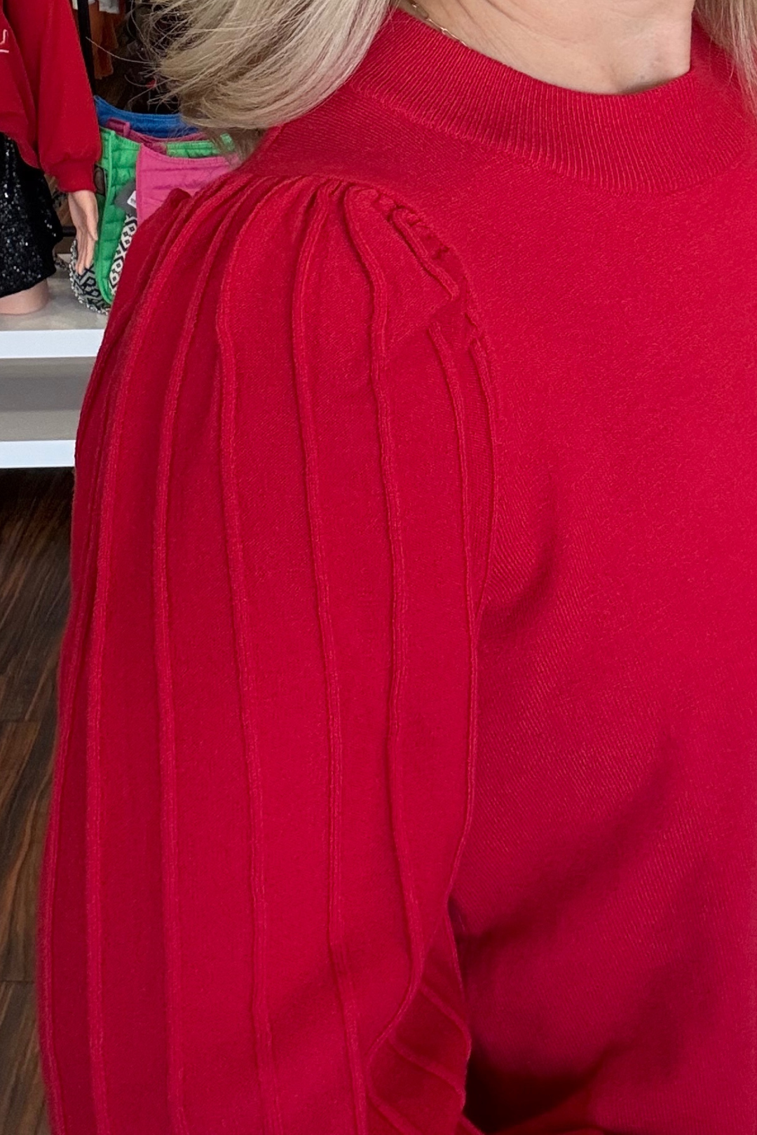 Pleated Sleeve Sweater