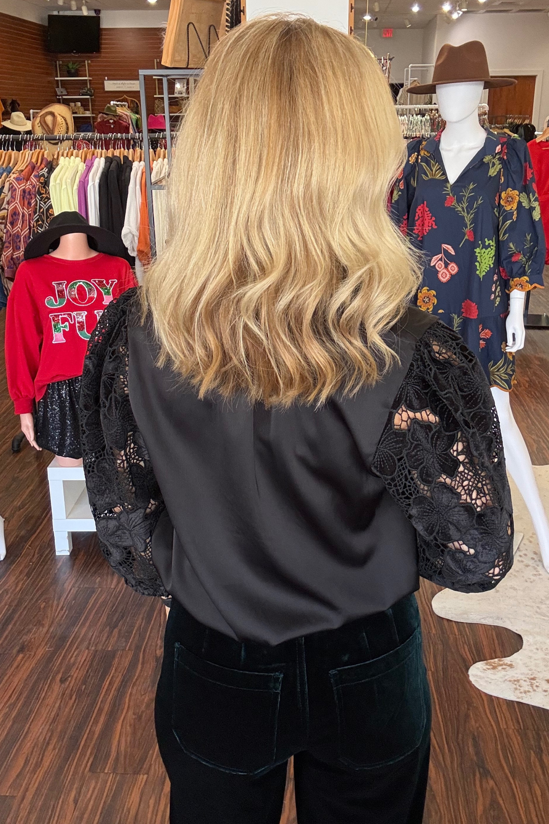 Lace Long Sleeve Silk Top