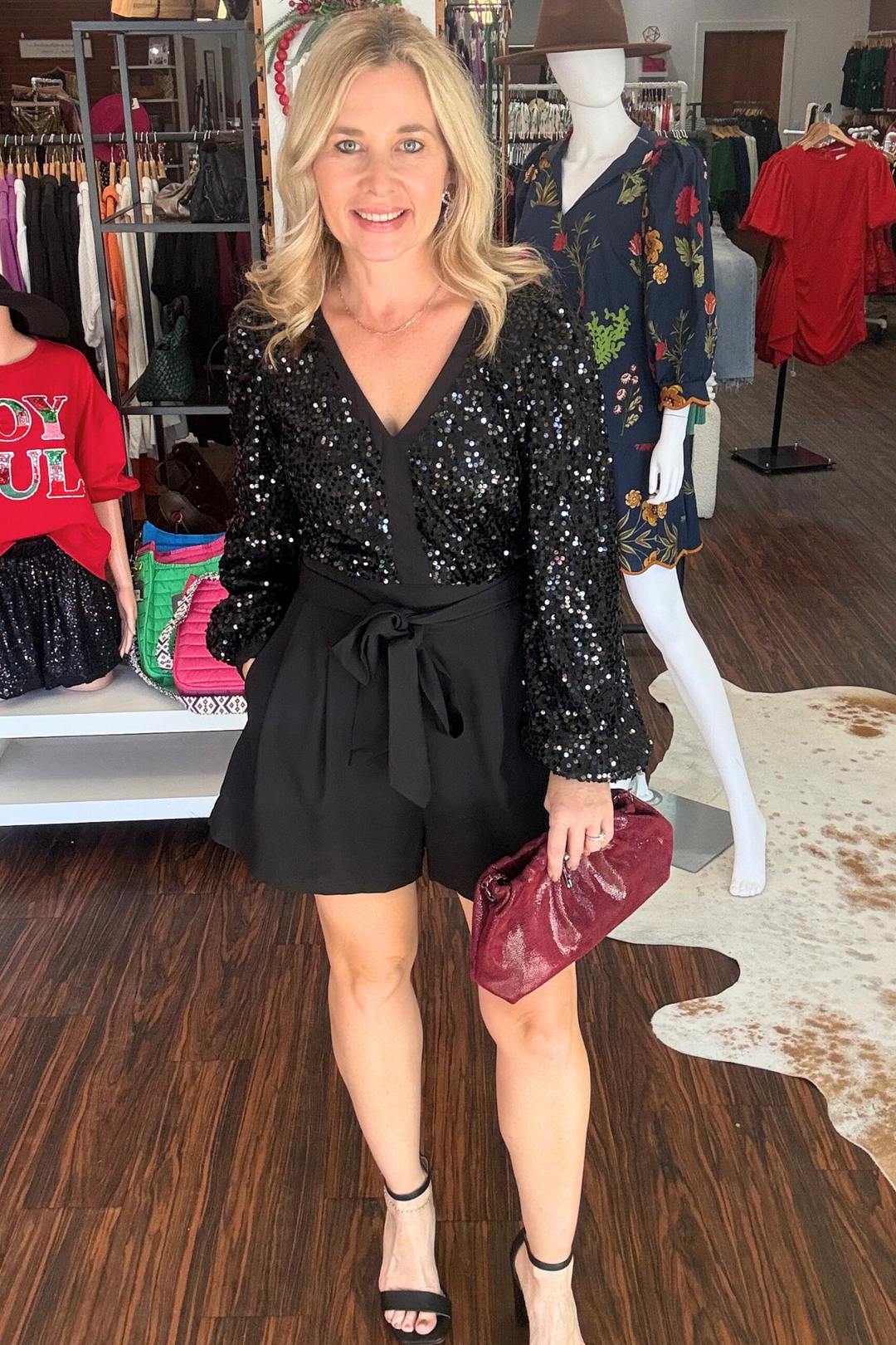 Sequin Long Sleeve Romper