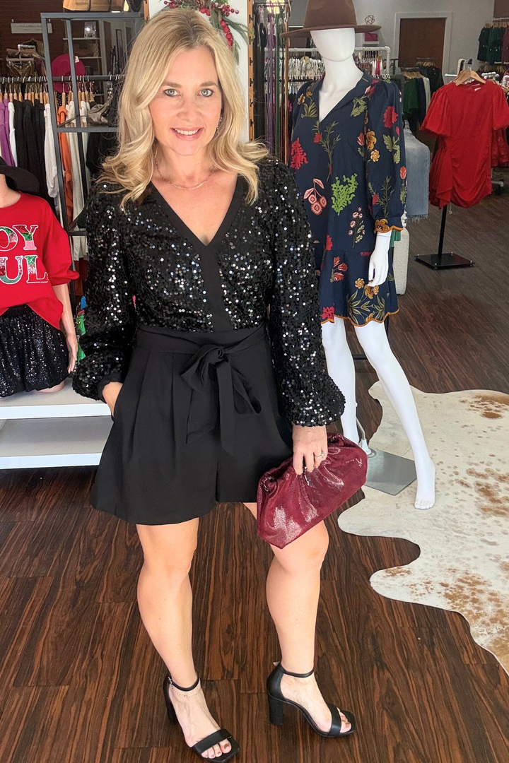 Sequin Long Sleeve Romper