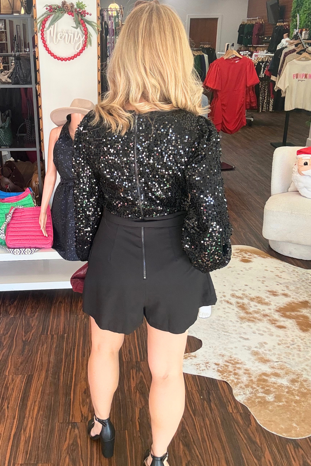Sequin Long Sleeve Romper
