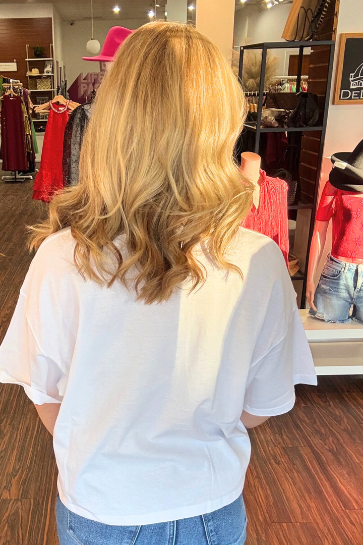 Mardi Gras Boots Graphic Relaxed Crop Top