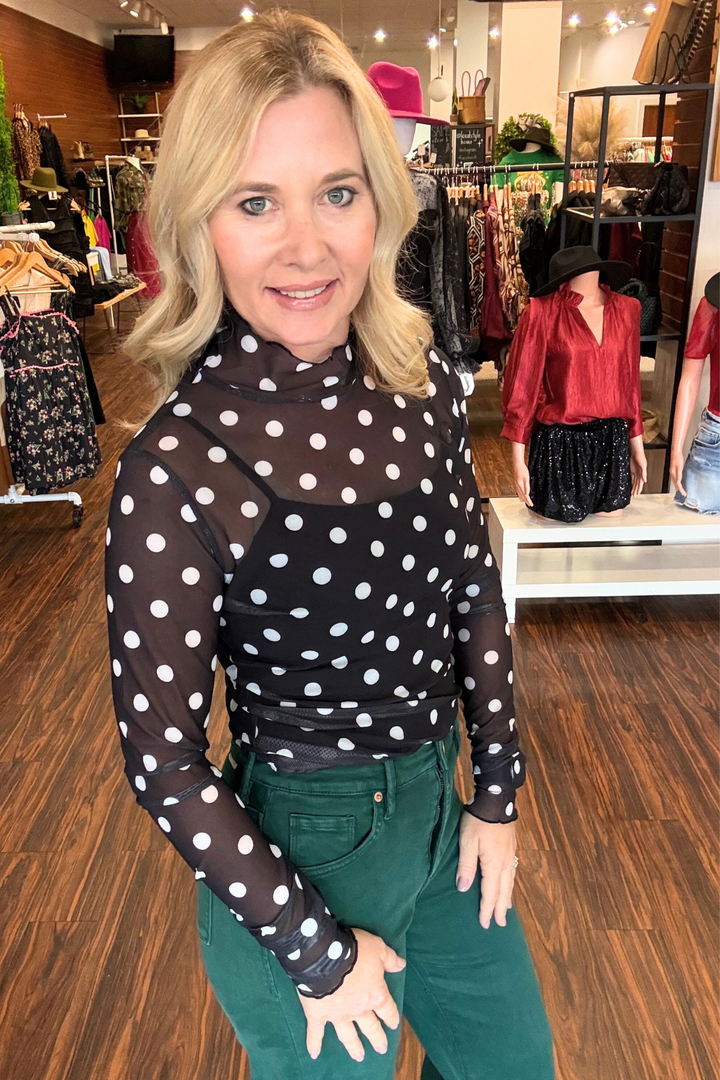 Polka Dot Mesh Top