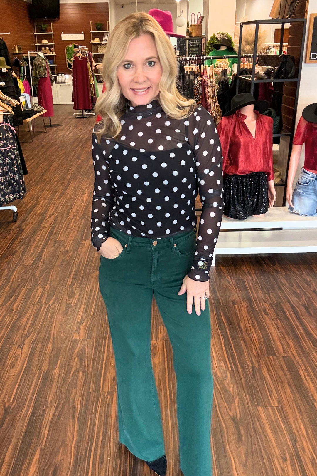 Polka Dot Mesh Top