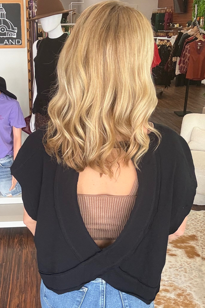 Slub Cotton Tee with Cut Out Back