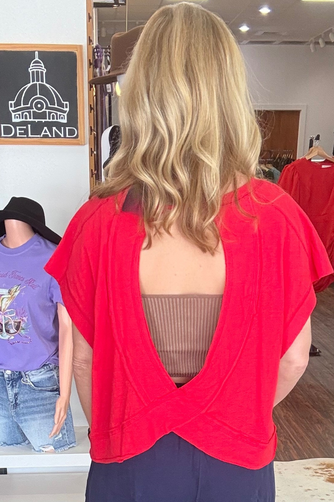 Slub Cotton Tee with Cut Out Back