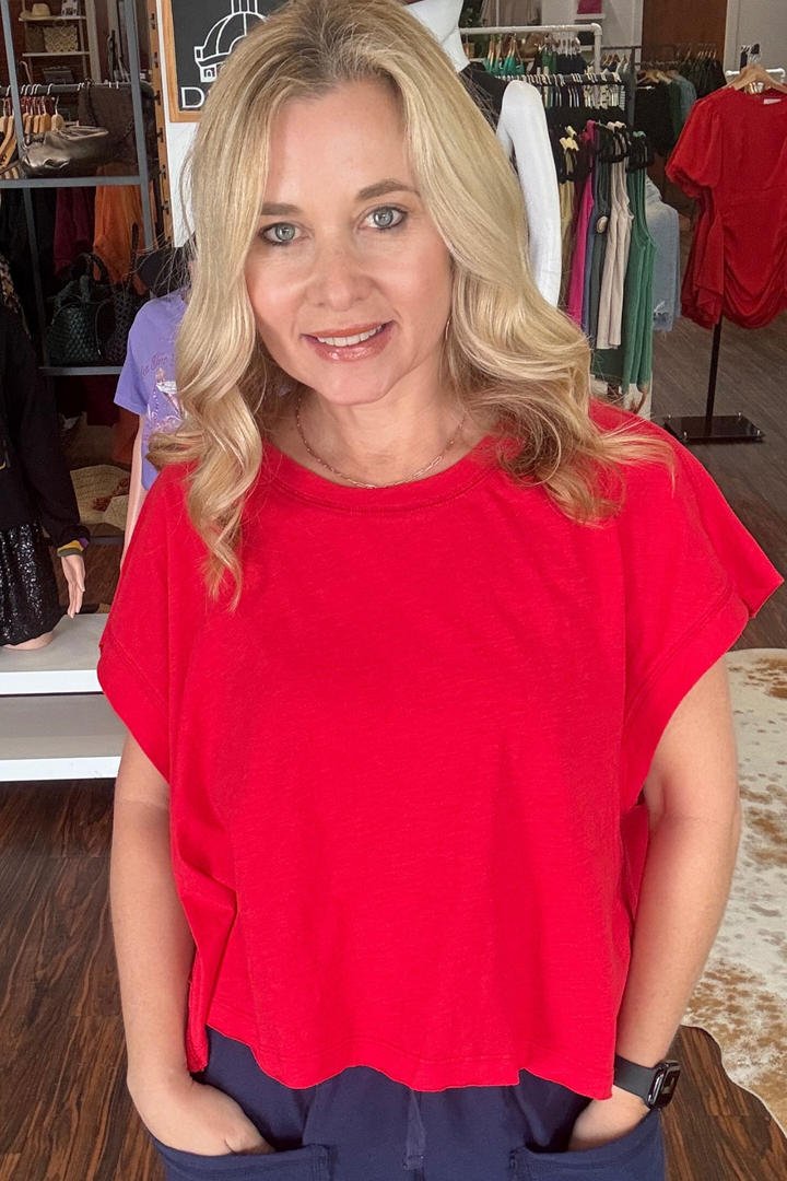 Slub Cotton Tee with Cut Out Back