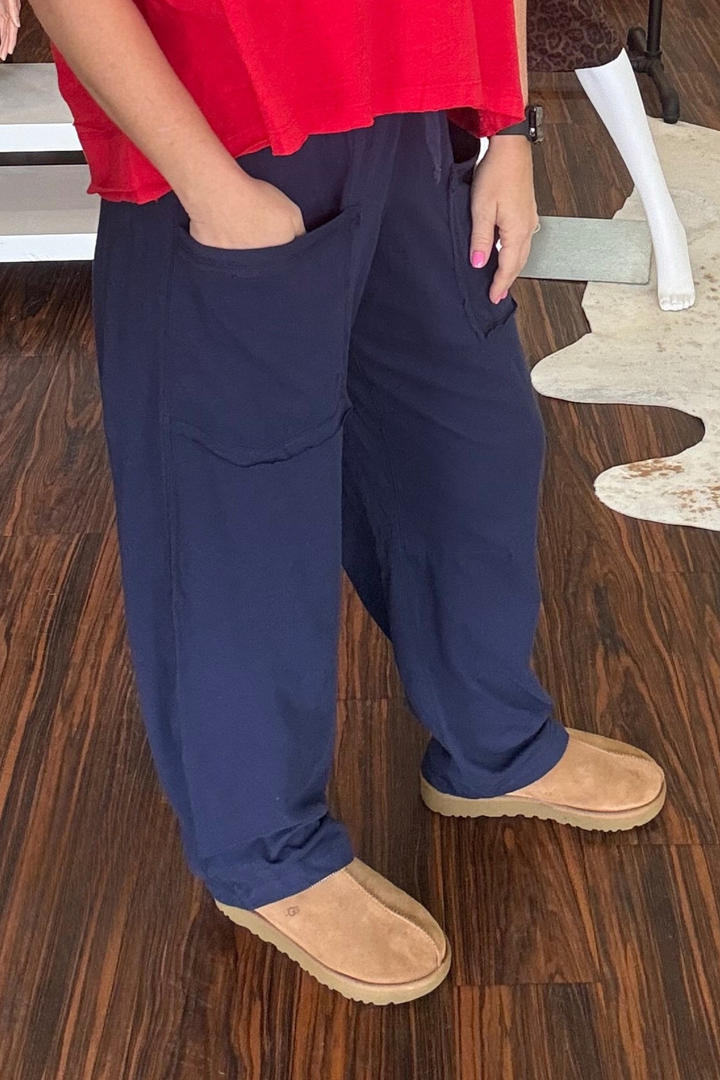 Slub Cotton Barrel Pants