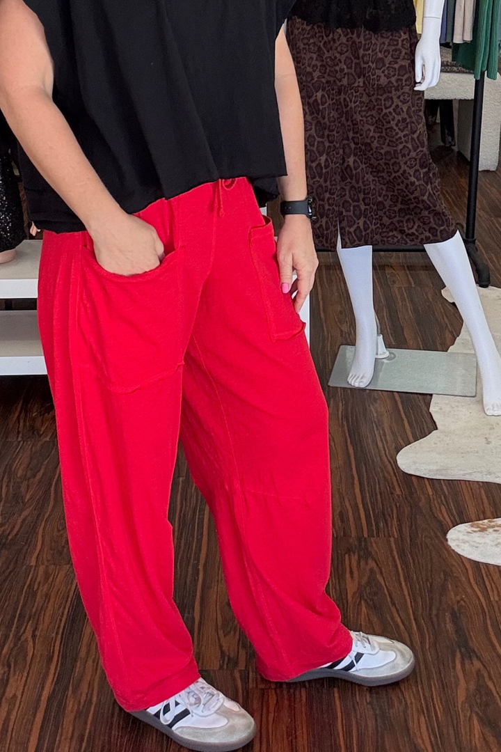 Slub Cotton Barrel Pants