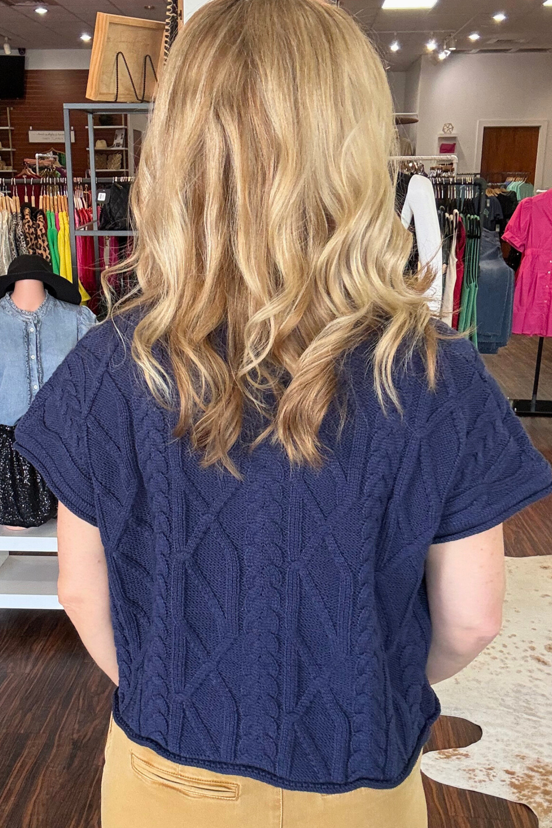 Cable Knit Short Sleeve Top