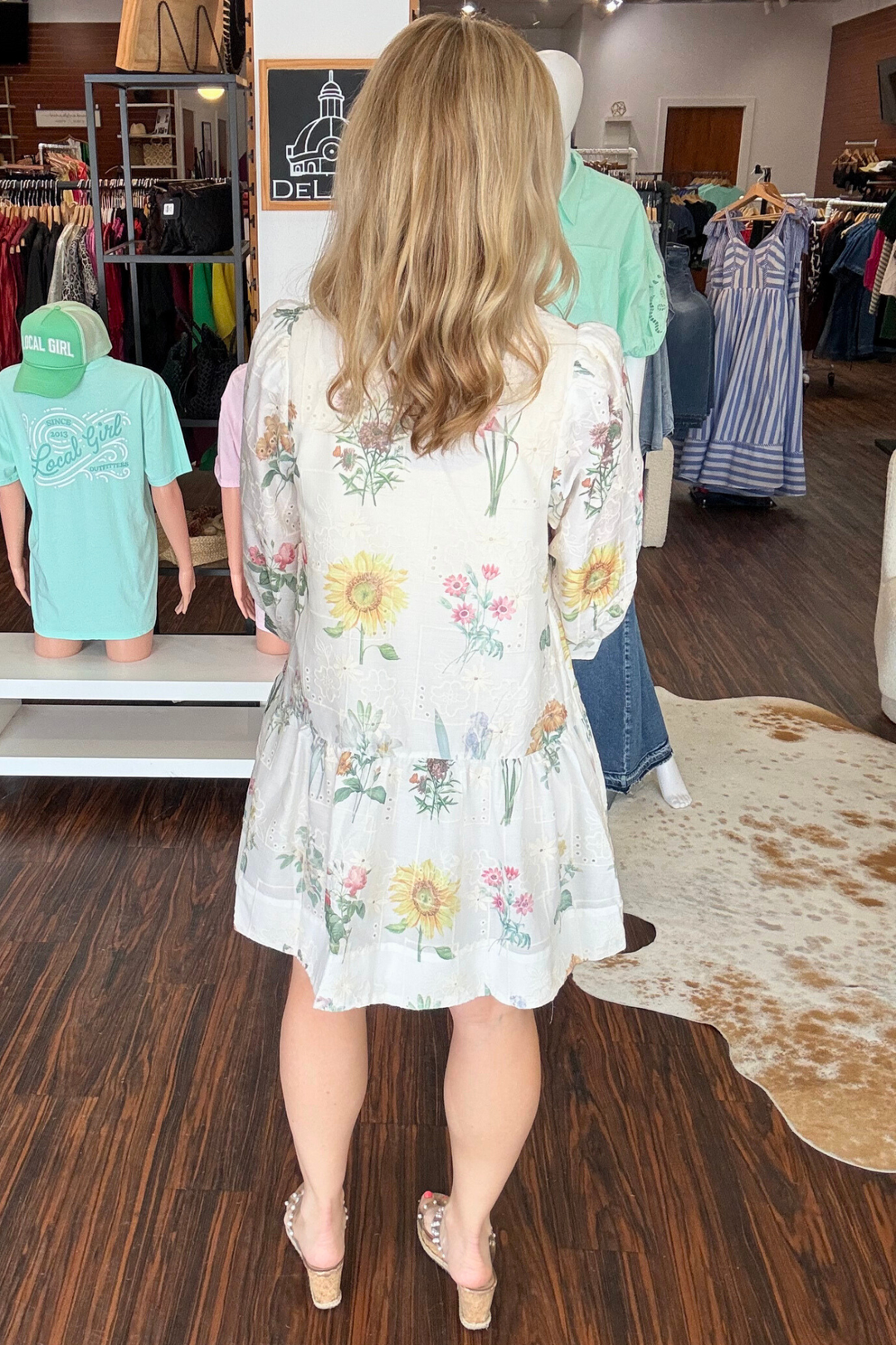 3/4 Sleeve Floral Mini Dress