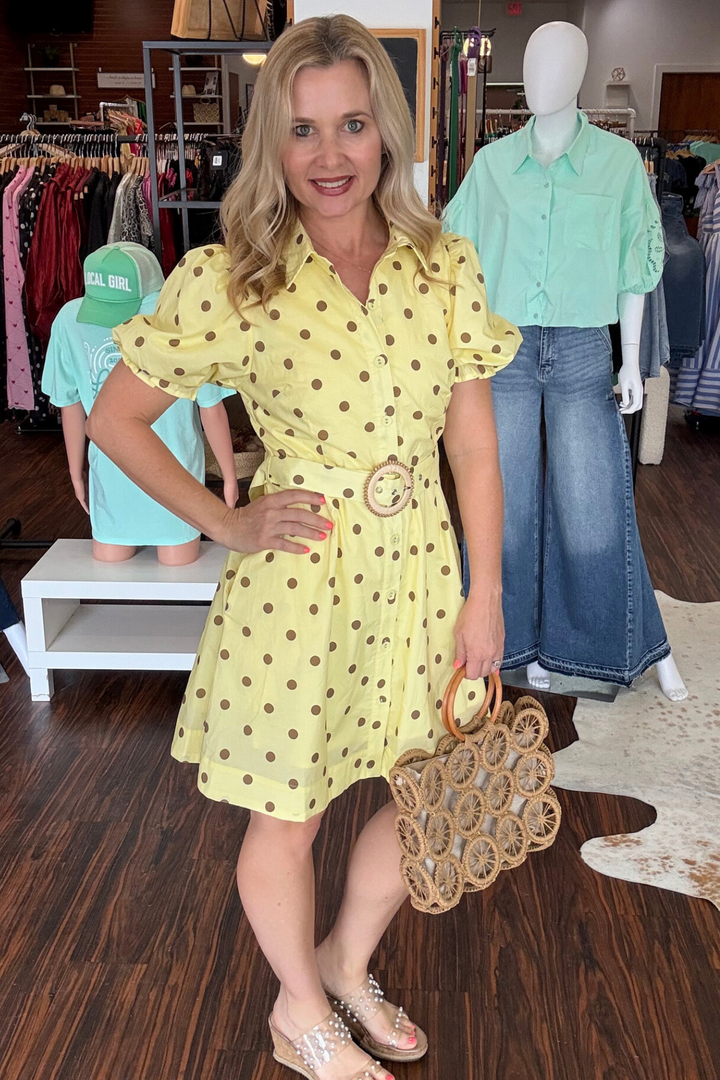 Belted Polka Dot Mini Dress
