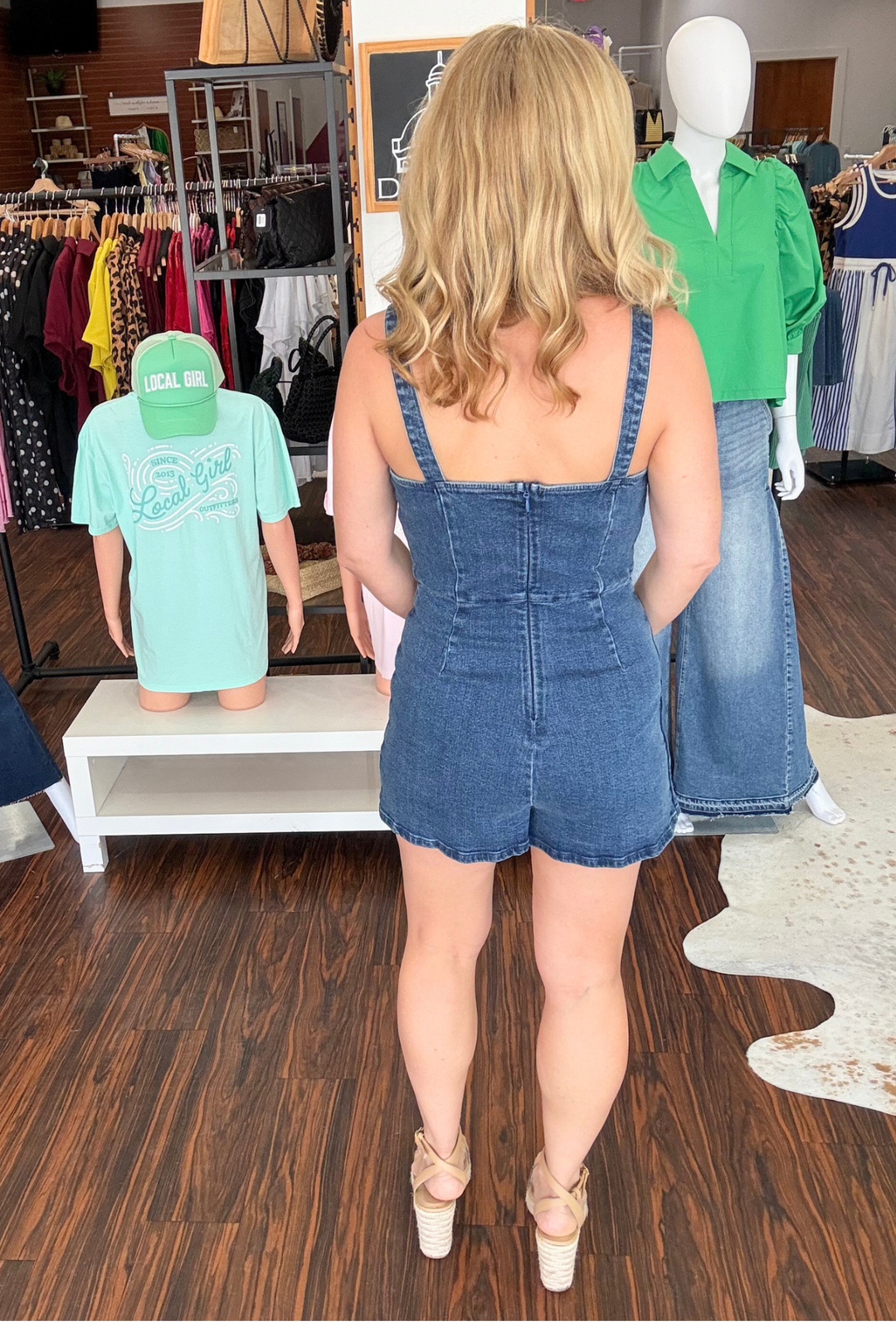 Washed Denim Skort Romper