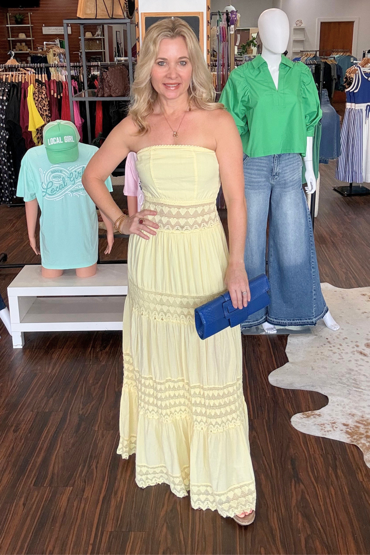 Ziri Strapless Crochet Long Dress