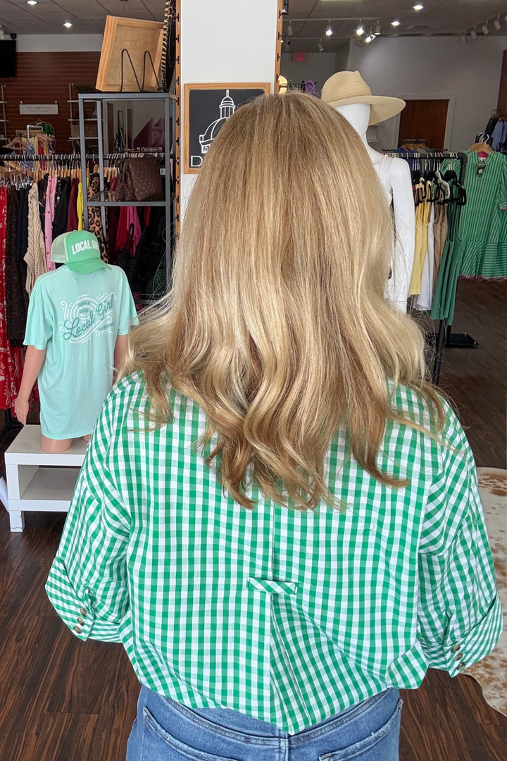 Gingham 3/4 Sleeve Top