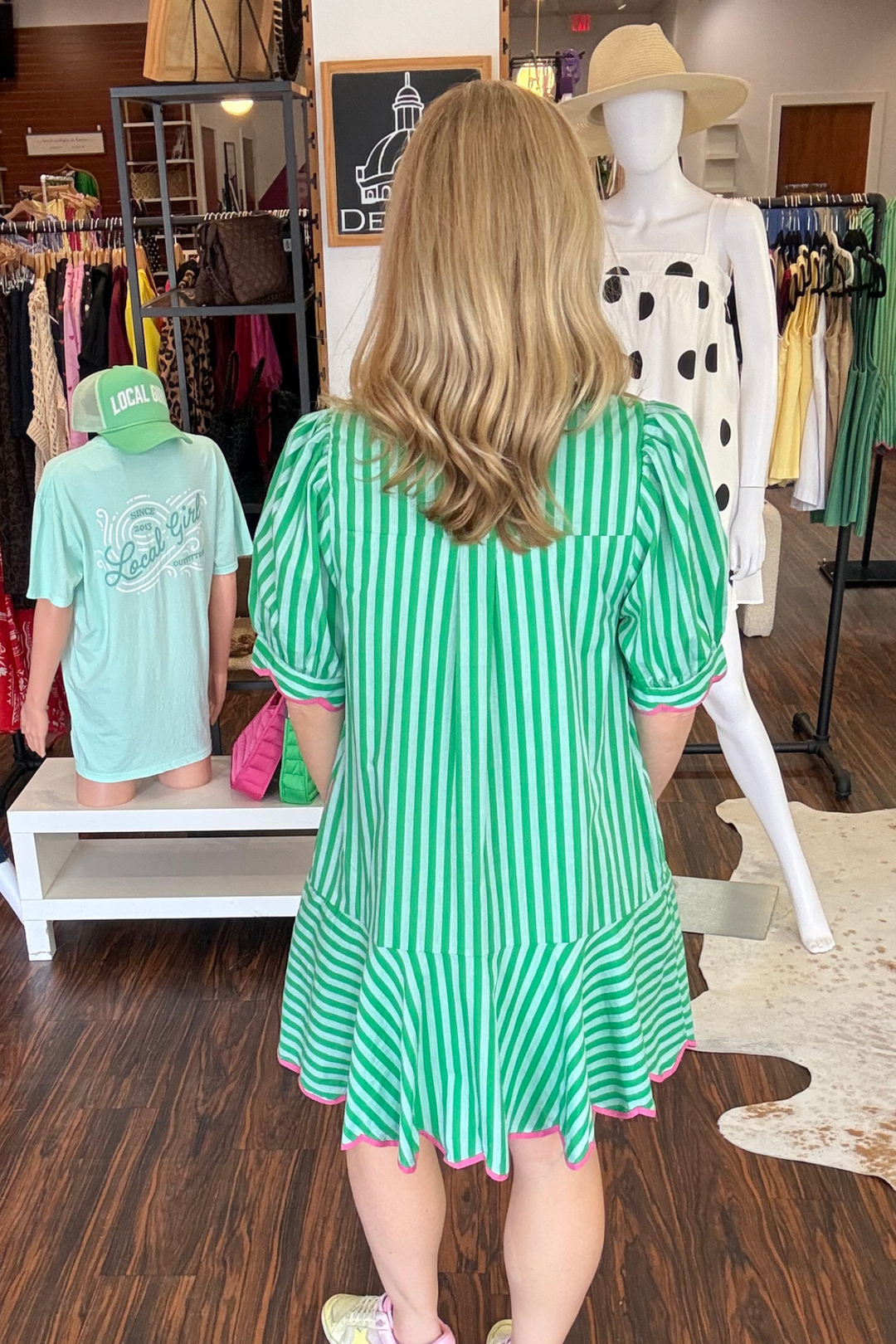 Green Striped Mini Dress