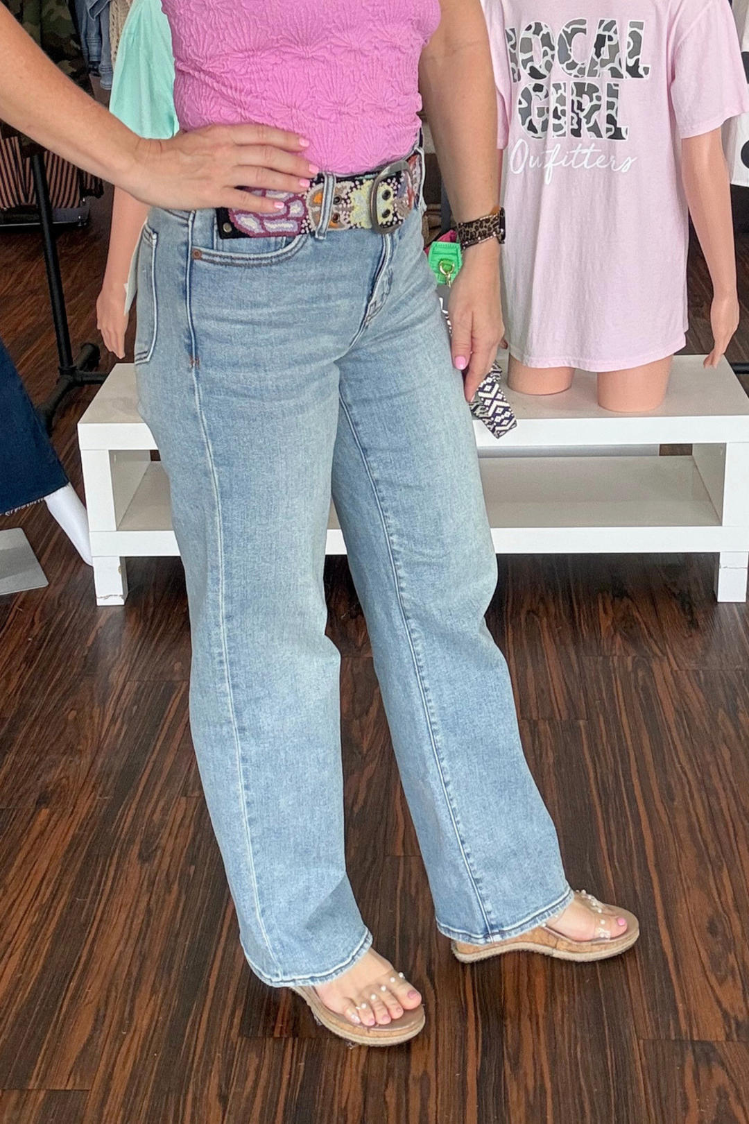 Hidden Vintage Wash Mid Rise Straight Jeans