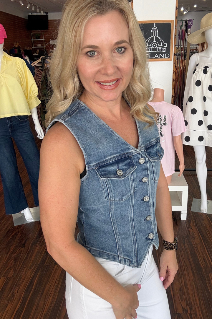Hidden Fitted Denim Vest