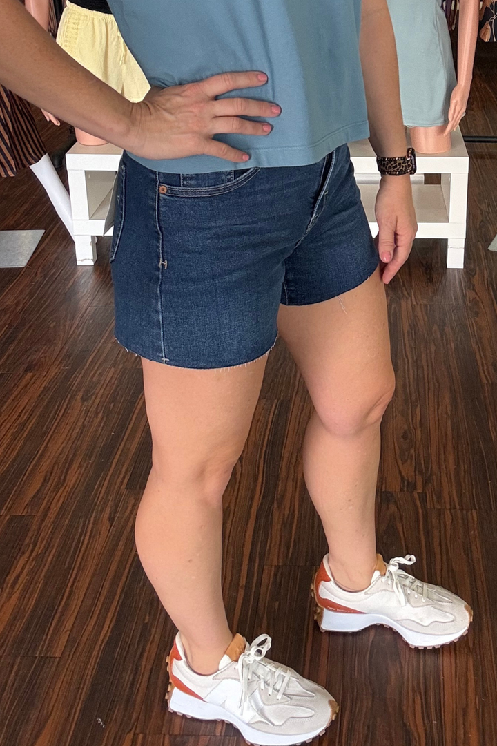 Hidden Dark Wash Stretch Denim Shorts